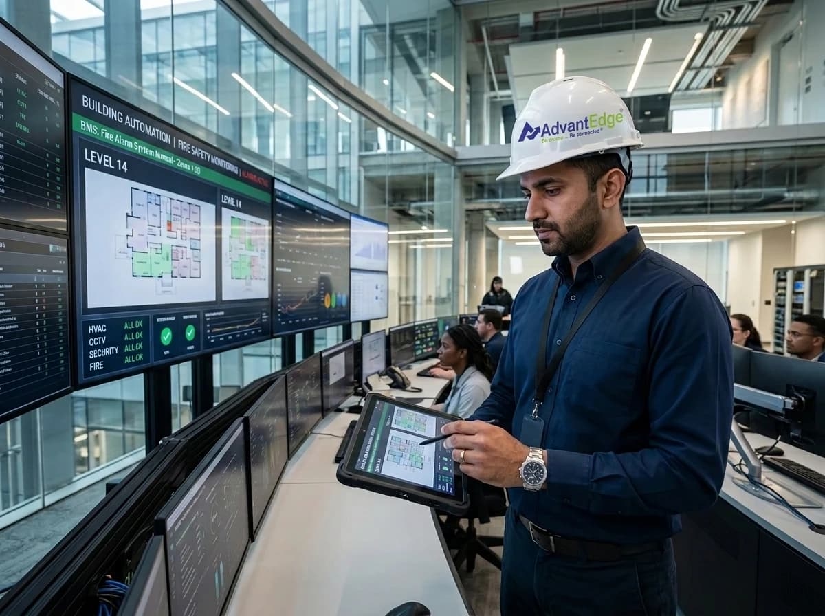 AdvantEdge Systems Engineer overseeing smart building automation and fire safety monitoring